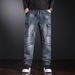 Heavy Industry Washed Overalls Men's Multi-pocket American Style Fattened Plus Size Straight Hip-hop Jeans Men's Cross-border Pants_mkmklike.com