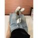 Light Colored Rhinestone Denim Capri Pants plus Size Loose Fit Slimming Wide Leg Pear Shaped Figure New Summer Style_mkmklike.com