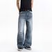 Distressed Washed Denim Jeans Style High Street Cool Dad Look Straight Leg Long Pants For Teenagers Men_mkmklike.com