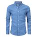 Pulse European American Denim Autumn And Winter Bottoming Long Sleeve Business Men's Shirt_mkmklike.com