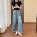 Plus Size Women's Summer New Straight-Leg Jeans Slimming For Chubby Sisters Pear-Shaped Body Loose Fit Petite Wide-Leg_mkmklike.com