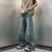 Men's Retro Heavy Duty Water Washed Straight Leg Jeans Two Tone Hip Hop Style High Street American Fashion For Men And Women_mkmklike.com