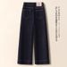 Clair Clair Denim Blue Jeans For Women, Autumn Winter 2025 New Style, Fleece Lined, High Waist, Loose Fit, Slimming, Versatile,_mkmklike.com