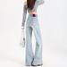 High Waist Stretchy Flare Jeans For Women - Slim Fit Bootcut Pants With Comfortable Elastic Fabric & Vintage Wash (Light Blue/Retro Blue, XS-2XL)_mkmklike.com