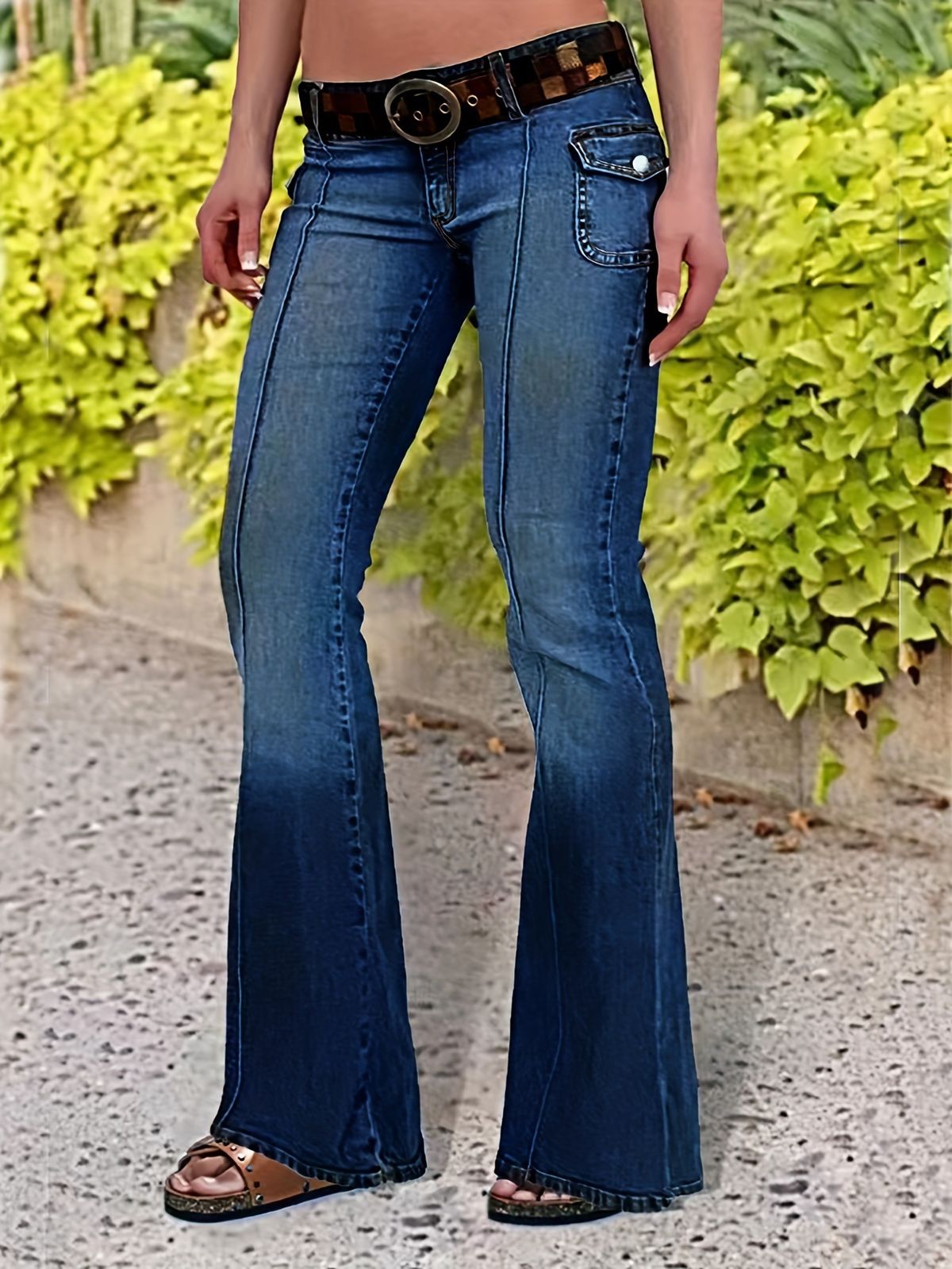 High Waisted Retro Workwear Denim Flared Pants For Women Trendy Slim Fit Long Jeans Spring/Autumn_mkmklike.com