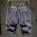 Men's Summer Thin Denim Shorts Trendy Relaxed Slim Fit Japanese Style Youthful Fashionable Zipper Five Point Pants_mkmklike.com
