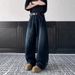 Men's Wide Leg Jeans Retro Embroidered Deconstructed High Street Style Loose Trousers Youthful Draped Design_mkmklike.com