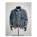 Men's Clothing Denim Jacket Loose Fit Versatile Vintage Washed Denim Jacket - Slim Fit Workwear Style With Raw Hem Detail (5 Sizes, Unisex Adaptable)_mkmklike.com