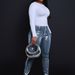 Women's Clothing Style Women's Tight Stretch Jeans Hot Stamping Silver Color Denim Fashion For Formal & Casual For Women_mkmklike.com