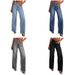 Women's High-Waisted Straight-Leg Jeans – Washed Denim Wide-Leg Pants For Work & Casual (S-Xxl, Grey/Black/Navy/Light Blue)_mkmklike.com