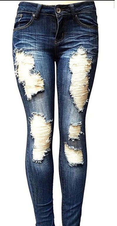 Women's Mid-Waist Distressed Jeans European American Style Denim Clothing FPopular New Arrivals_mkmklike.com