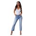 European And American New Stretch Straight Jeans Women's Elegant Commuter Ripped Washed Trousers_mkmklike.com