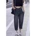 2025 Spring/Summer New Plus Size Vintage Harem Women, Slimming High-Waisted Cropped Jeans For Petite Pear-Shaped Figures_mkmklike.com