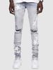K New Star Patterned Fashionable High Street Denim Pants For Men, Slim Fit, Elastic And Handsome Pants_mkmklike.com