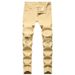Men's Clothing Men's Slim Fit Ripped Jeans Summer Casual Elastic Knee Hole Five Color Trendy Pants For Formal & Casual_mkmklike.com