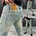 Men's Light Colored Painted Style European Jeans High Quality Stylish Versatile Comfortable Simple Fashionable Trendy Long Pants_mkmklike.com