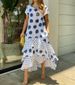 Women's Clothing Short-sleeved Round Neck Polka Dot Long Dress Plus Size_mkmklike.com