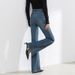 High-Waisted Stretch Flare Jeans For Women - 4-Way Elastic Bootcut Denim Pants (Long, Slim Fit, Korean Style)_mkmklike.com