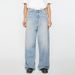 Women's Clothing Diamond Ribbon Jeans Loose Fashion Casual AC Style Straight Wide Leg Pants Blue Spandex_mkmklike.com