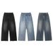 "Men's Vintage Washed Straight-Leg Jeans – Korean Streetwear Loose Fit Denim Pants (S-XXXL, Light Blue/Black/Vintage Wash)"_mkmklike.com
