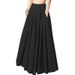 Women's Solid Color Half length Dress with pleats Elastic Waist Skirts_mkmklike.com