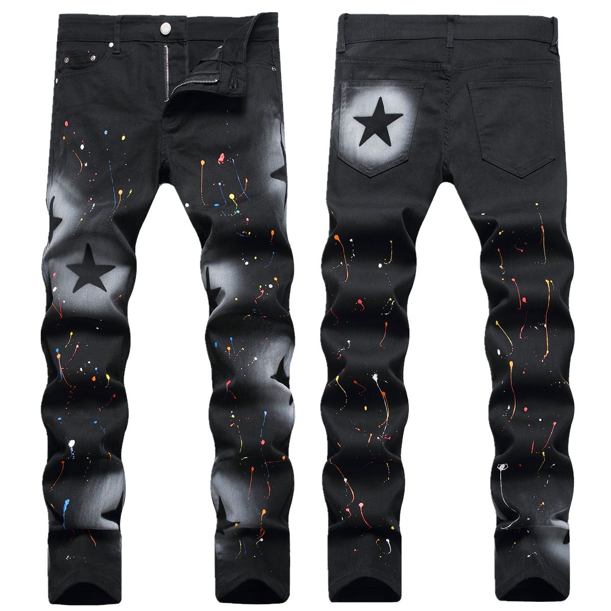 Men's Slim Fit Black Jeans Stretch Comfort Denim Pants For Casual Wear - Trendy & Versatile_mkmklike.com