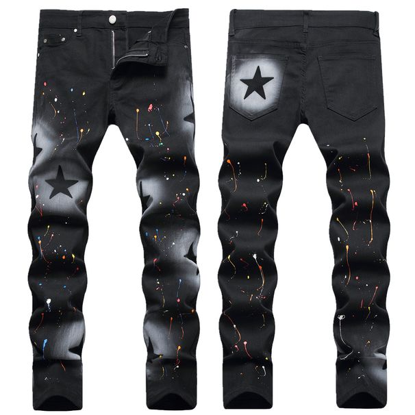Men's Slim Fit Black Jeans Stretch Comfort Denim Pants For Casual Wear - Trendy & Versatile_mkmklike.com