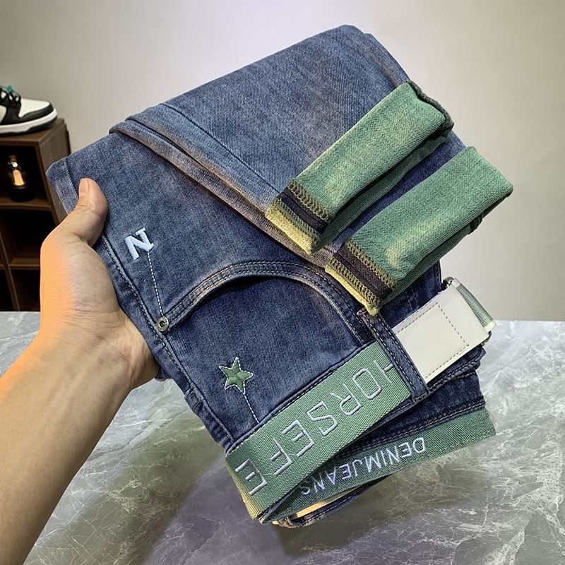 Men's Clothing High-end Embroidered Men's Jeans Spring And Autumn Korean Version Slim-fitting Skinny Pants Washed Versatile Casual Long Pants_mkmklike.com