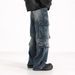 Men's Heavyweight Straight Leg Cargo Jeans Loose Fit Wide Leg Casual Trousers American High Street Style Trendy Cool_mkmklike.com