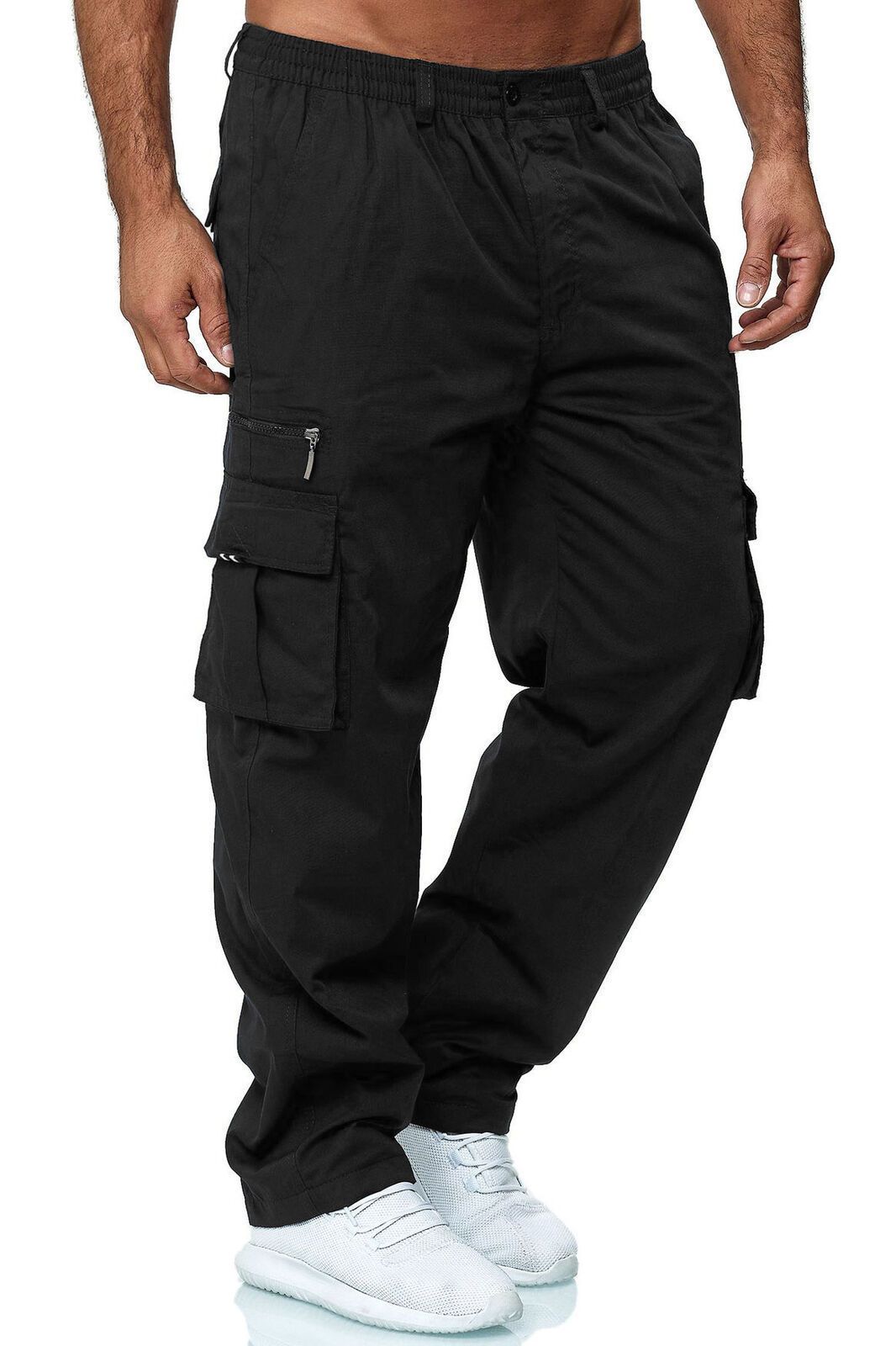 New style men's casual multi-pocket loose straight cargo outdoor trousers pants_mkmklike.com