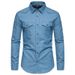 Denim Autumn/Winter New Men's Double Pocket Denim Long Sleeved European Size Lapel Shirt_mkmklike.com