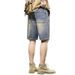 Men's Vintage Workwear Denim Shorts, Summer Lightweight Relaxed Fit Straight Leg Cargo Shorts 5-Pocket Design_mkmklike.com