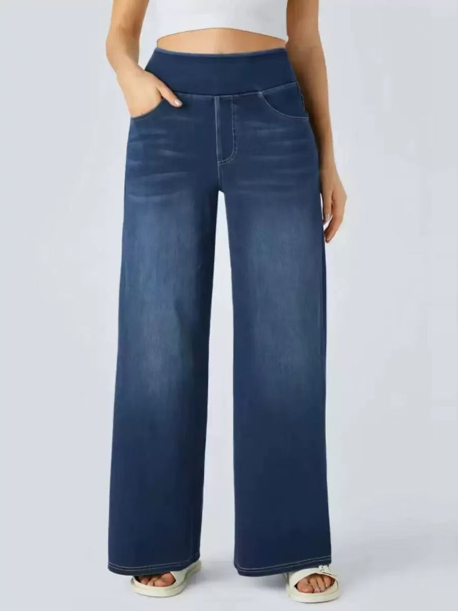 Women's Clothing Slim Fit Stretch Denim Jeans Classic Blue Long Pants Casual Wear_mkmklike.com