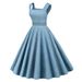 Women's Clothing collar sleeveless slim temperament high waist mid length skirt with big swing retro dress sleeves _mkmklike.com