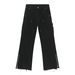 Men's Clothing High Street Raw Edge Side Zipper Design Slightly Flared Wide Leg Jeans_mkmklike.com