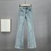 Women's High-Waisted Flared Jeans – Rhinestone Embellished Stretch Denim Pants (Vintage Blue, S-3XL)_mkmklike.com