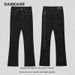 Men's Clothing Retro Ribbon Slim Fit Flared Jeans High Street Slim Straight Solid Color Floor Length Trousers_mkmklike.com