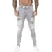 Men's Distressed Skinny Jeans Custom Made Rips Slightly Stretchy Slim Fit Denim_mkmklike.com