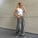 Streetwear Baggy Jeans – 90s Hip-Hop Revival (High Waist, Washed Gray, Unisex Fit For S-XL, Cotton-Poly Blend)_mkmklike.com