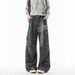 Large Size American Street Cross Letter Printing Tooling Casual Pants Men's 2026 New Drape Wide-leg Trousers_mkmklike.com