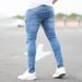 Men's Slim Fit Skinny Jeans High Street European American Ripped Light Blue Large Stock Available From Manufacturer_mkmklike.com