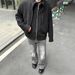 Korean Style Grey Wave-Pattern Flared Jeans – Clean Fit, Slimming & Leg-Lengthening Casual Pants_mkmklike.com