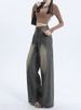 Vintage Washed Wide-Leg Jeans For Women, New Early Autumn High-Waisted American Style Straight-Leg Relaxed Loose Summer_mkmklike.com