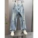 Men's Clothing Ice Blue Washed Denim Jeans Loose A-Line Wide Leg Men's Spring Summer American Style Cleanfit Vibe Trousers_mkmklike.com