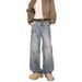 Men's Clothing High Street Washed Distressed Jeans Men's Spring And Summer New Straight Wide Leg Trousers_mkmklike.com