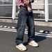 Men's Clothing Autumn And Winter New Embroidery Printing Retro Washed Jeans Men's Trendy Brand Straight Wide-leg Pants_mkmklike.com
