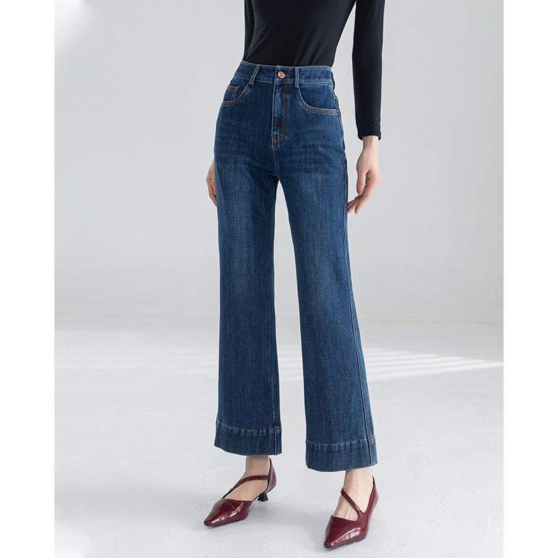 Women's Clothing High Waist Flare Leg Stretch Jeans For Women - Non-Slip Comfort, Slim Fit, Petite To Plus Size, Straight To Flare Hem_mkmklike.com