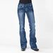 Retro Flare Jeans – Mid-Rise Stretch Bootcut Denim Pants For Women (Vintage Wash, Curve-Hugging Silhouette)_mkmklike.com