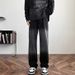 Men's Clothing Men's American Style Black Gradient Jeans High Street Washed Distressed Straight Leg Loose Fit Casual Wide Leg Pants_mkmklike.com