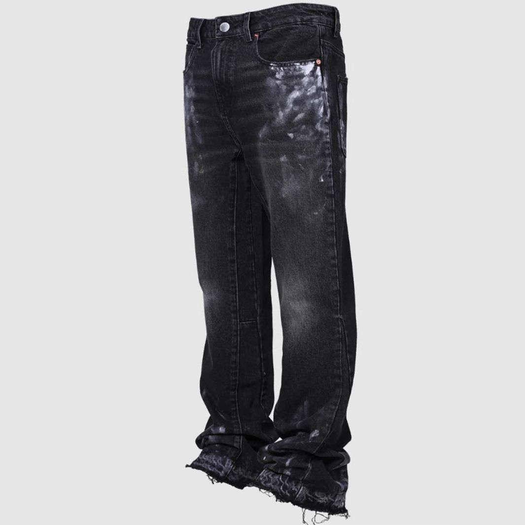 2025 New Men's Pants Street Fashion Ins Elastic Embroidery Denim Straight Leg_mkmklike.com